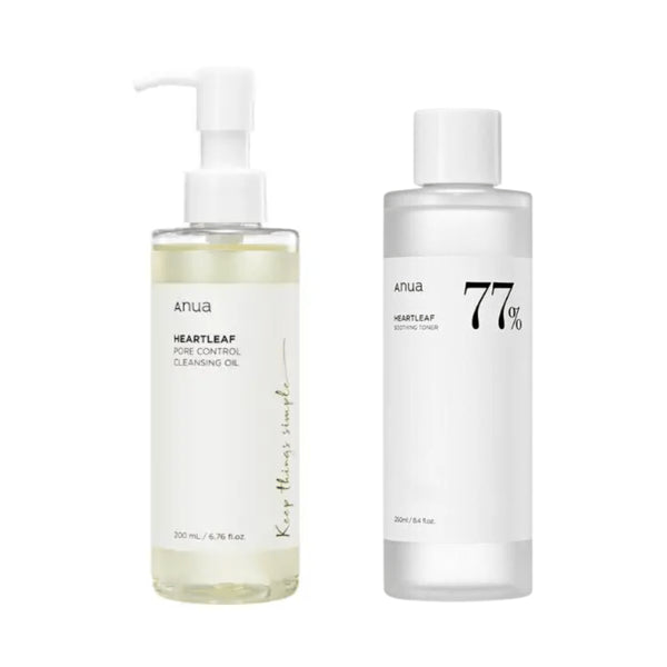 Set ANUA The Best – Heartleaf Toner + Cleansing Oil pentru curățare și calmare