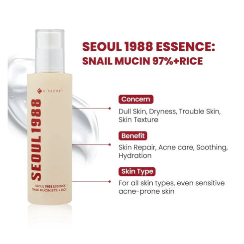 Essence : Snail Mucin 97% + Rice 100ml - WowSkin Romania