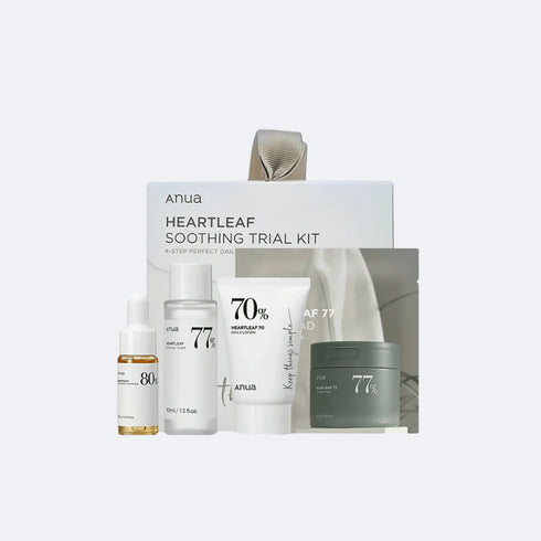 Heartleaf Soothing Trial Kit - WowSkin Romania Anua Heartleaf Soothing Trial Kit este setul perfect de testare pentru ten sensibil. Include produse cu Heartleaf calmant pentru hidratare, echilibru și reducerea roșeții.