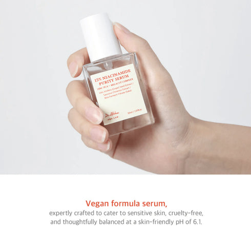 Ser concentrat cu 15% niacinamidă pentru ten cu imperfecțiuni, sebum excesiv și textură neuniformă. Eficient, fără iritații. Ideal pentru utilizare zilnică. wowskin.ro