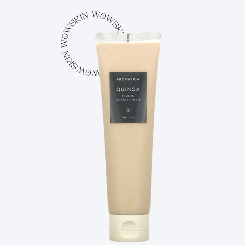 Aromatica Quinoa Protein Treatment Mask repară părul deteriorat și fragil, oferind hidratare intensă. Masca proteică cu quinoa fortifică firul de păr și previne ruperea.