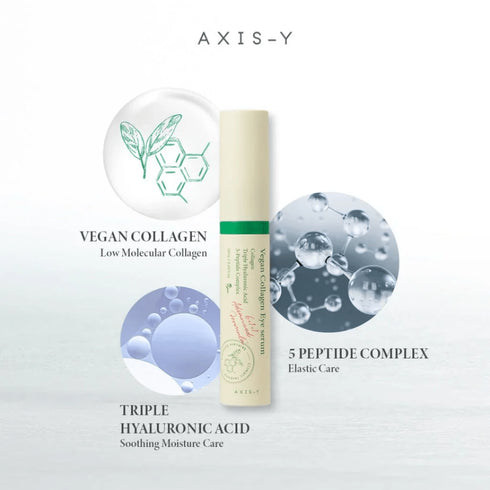 Îngrijire delicată pentru conturul ochilor cu AXIS-Y Vegan Collagen Eye Serum 10 ml. Hidratează, netezește și protejează împotriva îmbătrânirii.
