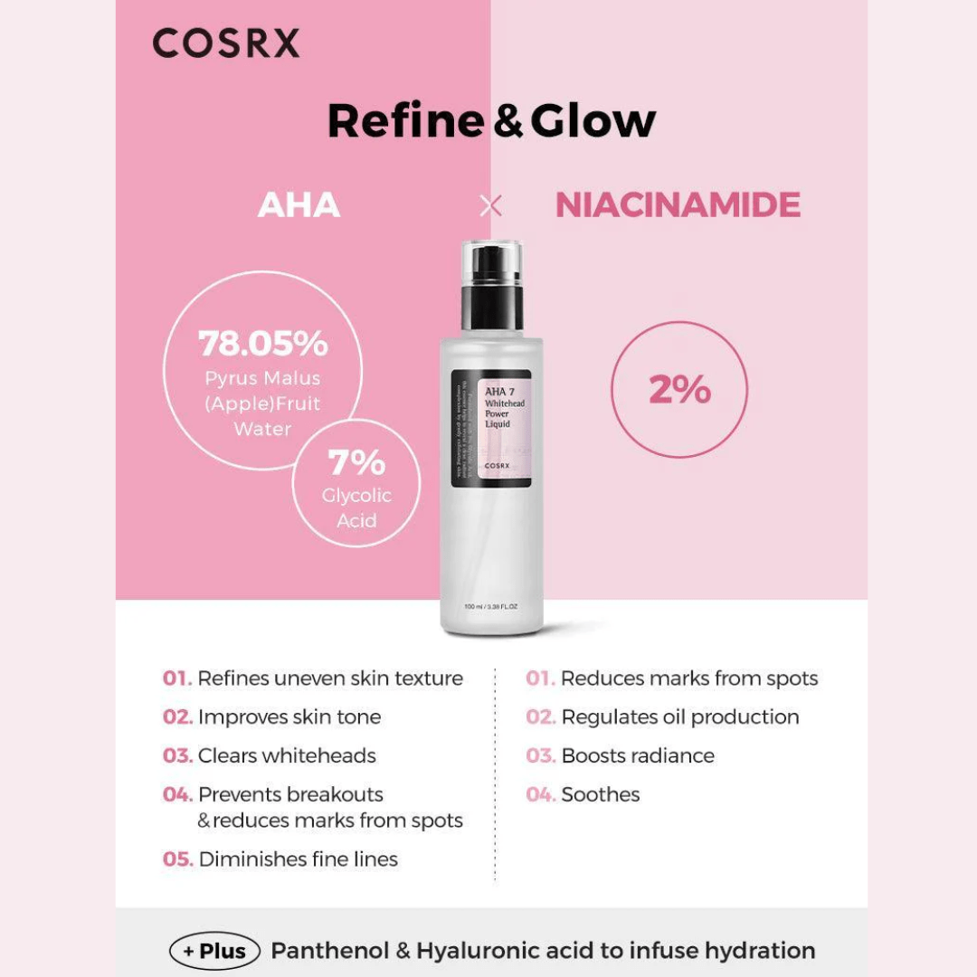Lichidul exfoliant AHA COSRX stimulează regenerarea celulară și oferă un efect anti-îmbătrânire vizibil. Perfect pentru o piele netedă și revitalizată. wowskin.ro