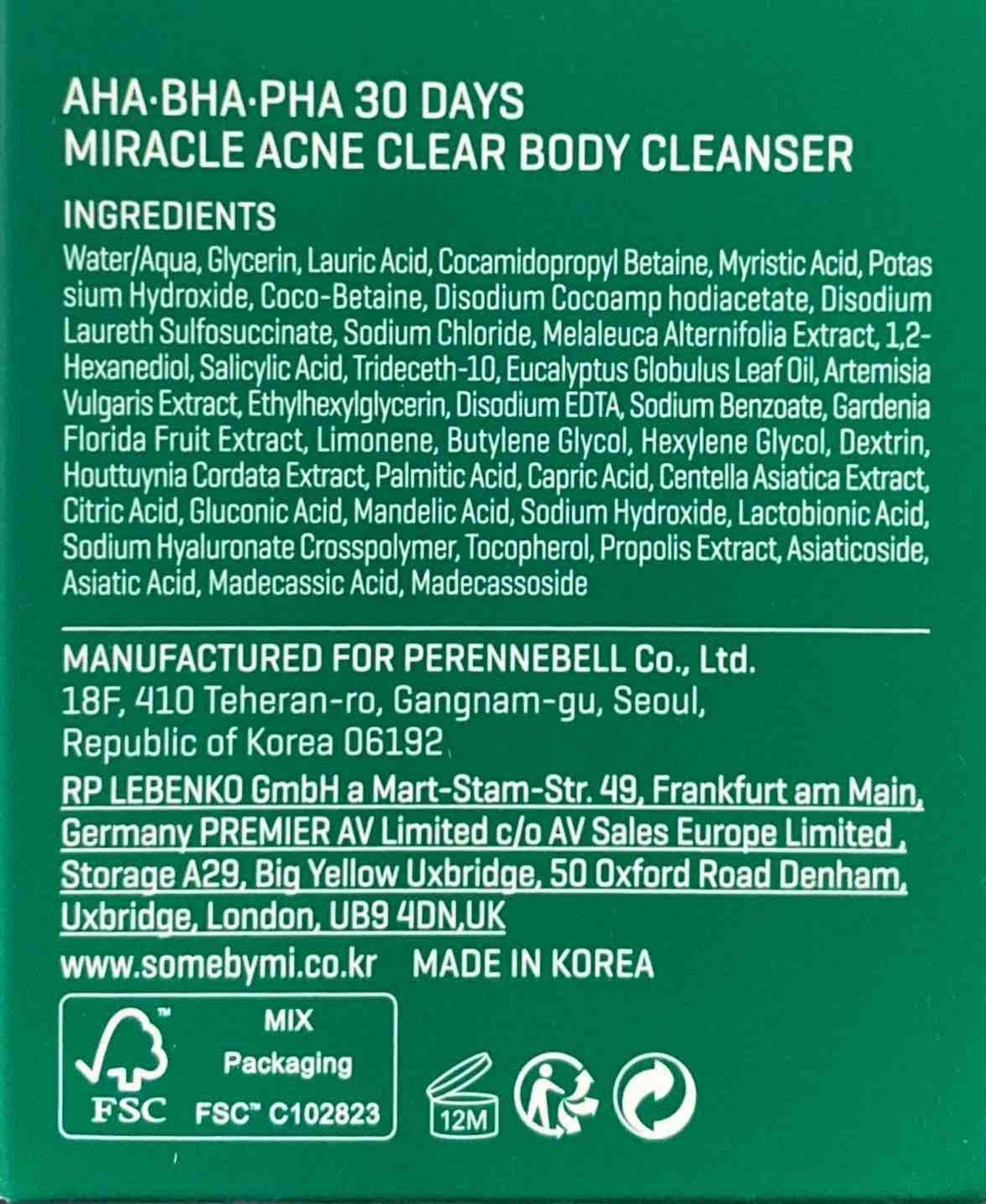 AHA - BHA - PHA 30 days Miracle Acne Body Cleanser - WowSkin Romania