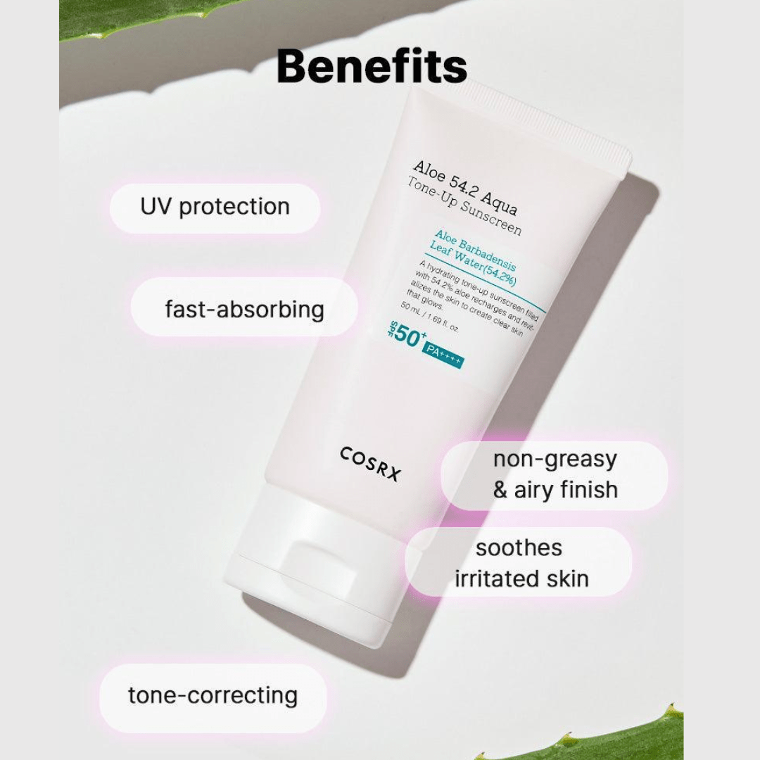 Cosrx Aloe Sunscreen – protecție solară cu efect tone-up și textură hidratantă, ideală zilnic