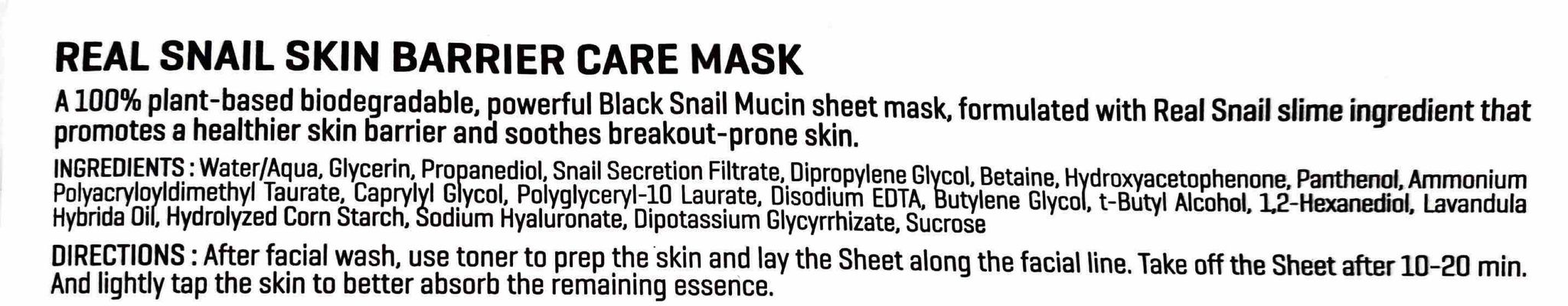 Real Snail Skin Barrier Care Mask - WowSkin Romania