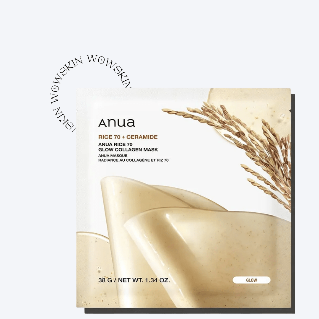 ANUA Rice 70 Glow Collagen Mask – masca hidrogel cu apă de orez & colagen pentru luminozitate