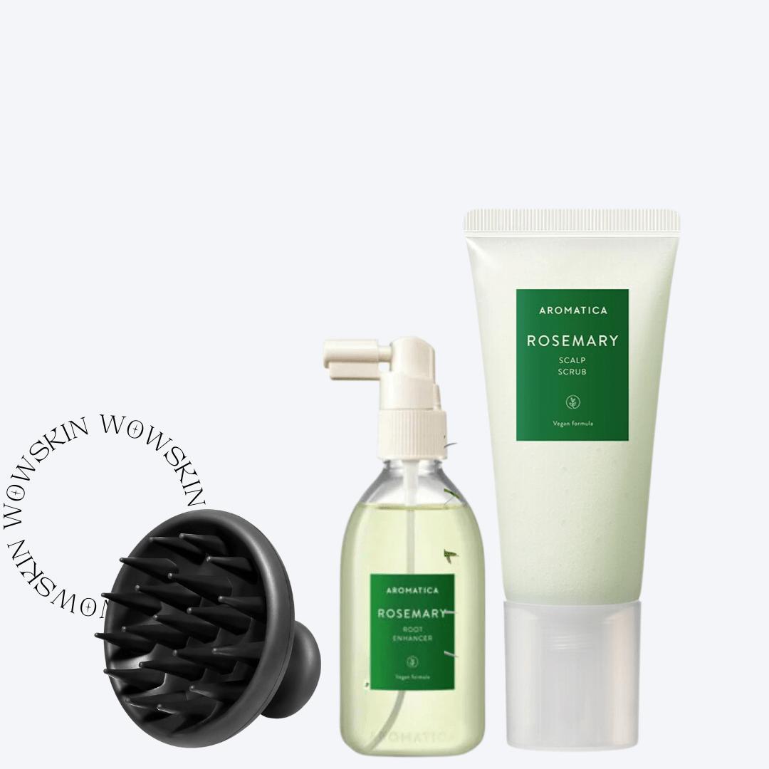 Aromatica Rosemary Scalp Treatment Kit este soluția completă pentru detoxifierea și îngrijirea scalpului. Set vegan cu ingrediente naturale pentru păr sănătos și fortifiat.
