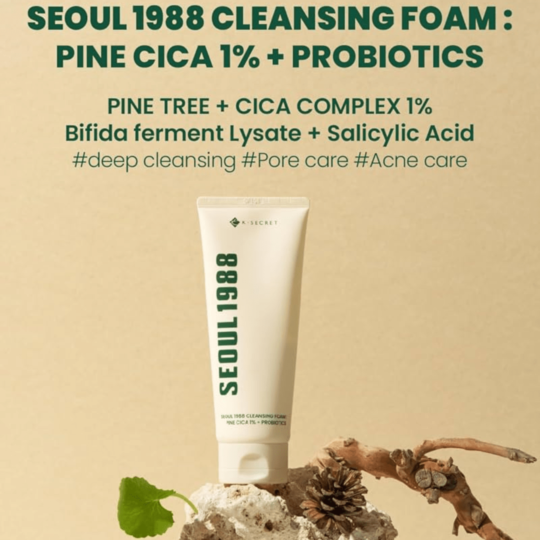 SEOUL 1988 Cleansing Foam : Pine Cica 1% + Probiotics, 150 ml - WowSkin Romania