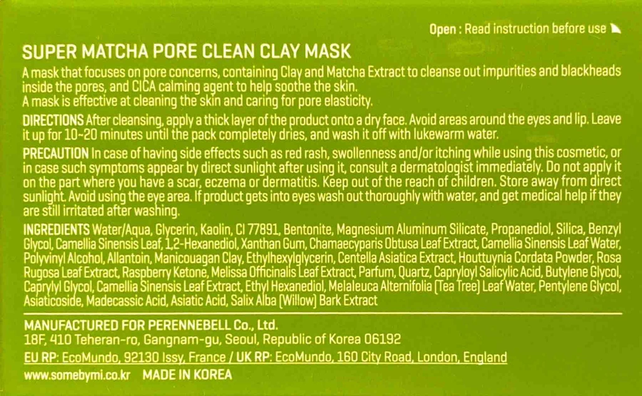 Super Matcha Pore Clean Clay Mask - WowSkin Romania