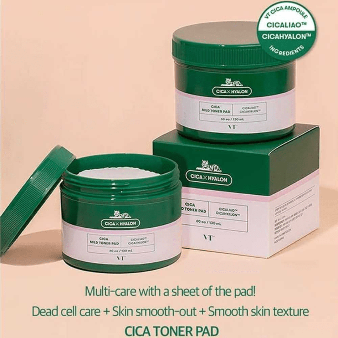 VT Cica Mild Toner Pad, (60ea, 130ml) - WowSkin Romania
