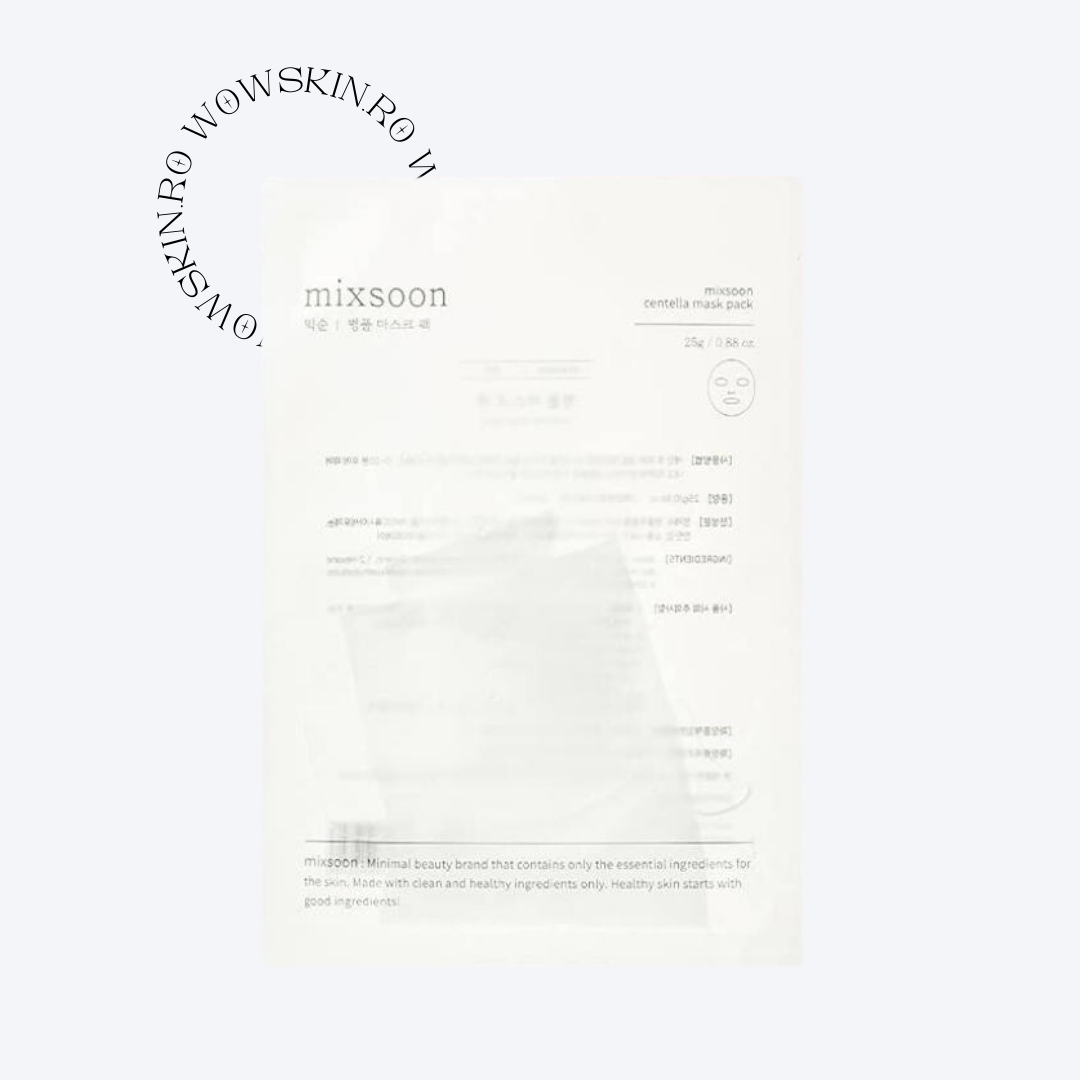 Centella Mask Pack  Experimentează puterea naturii cu masca facială Centella de la Mixsoon. Acest pachet de 25g este conceput pentru a-ți hrăni și calma pielea, fiind îmbogățit cu extract de Centella Asiatica, un ingredient recunoscut pentru proprietățile sale vindecătoare și regenerative. Această mască oferă o hidratare profundă, lăsând pielea catifelată și revigorată. Ideală pentru toate tipurile de piele, masca Centella este pasul perfect în rutina ta de relaxare și îngrijire.